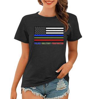 Thin Blue Green Red Lines Police Military Firefighter Tshirt Women T-shirt - Monsterry DE