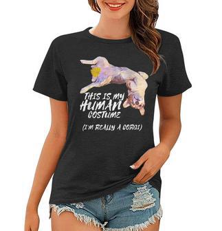 This Is My Human Costume Im Really A Corgi Halloween Funny Women T-shirt - Thegiftio