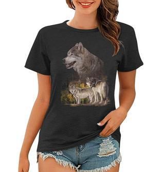 Three Wolf Collage Women T-shirt - Thegiftio UK