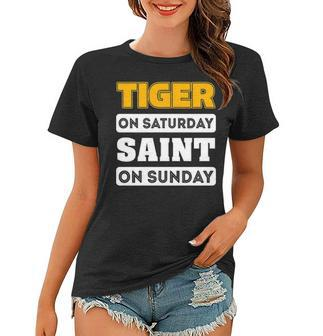 Tiger Saturday Saint Sunday Louisiana Football T S Women T-shirt - Thegiftio UK