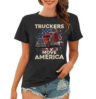 Trucker Truck Driver Trucker American Flag Truck Driver Women T-shirt - Seseable