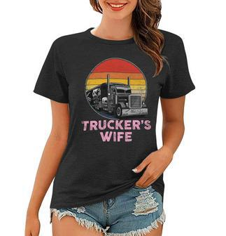 Trucker Truckers Wife Retro Truck Driver Women T-shirt - Seseable