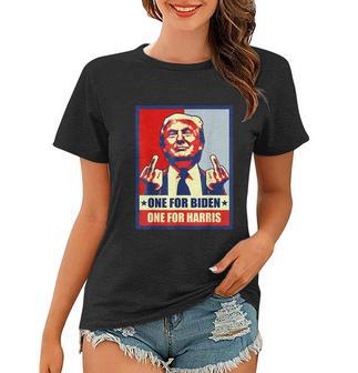 Trump Middle Finger Biden Harris Republican American Flag Women T-shirt - Monsterry CA