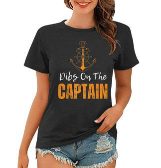 Vintage Dibs On The Captain Funny Captain Wife Quote Women T-shirt - Thegiftio UK