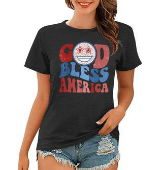 Vintage God Bless America Leopard 4Th Of July Patriotic Day Women T-shirt - Seseable