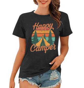 Vintage Happy Camper Emblem Women T-shirt - Monsterry AU