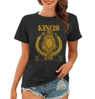 Vintage Lion Kings Are Born In April Graphic Design Printed Casual Daily Basic Women T-shirt - Thegiftio UK
