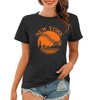 Vintage New York City Skyline Baseball Graphic Design Printed Casual Daily Basic Women T-shirt - Thegiftio UK