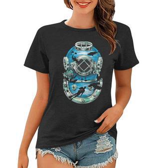 Vintage Scuba Diver Illustration Tshirt Women T-shirt - Monsterry CA