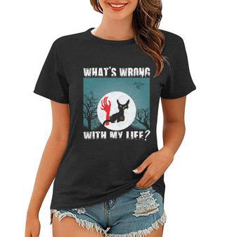 Whats Wrong With My Life Cat Halloween Quote Women T-shirt - Monsterry