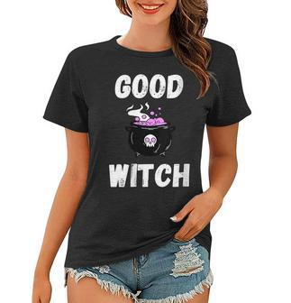 Womens Halloween Witch Good Bad Scary Witch Vibes Costume Basic Women T-shirt - Seseable