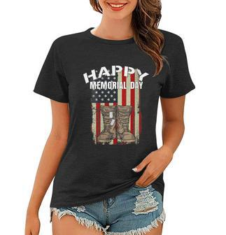 Womens Happy Memorial Day Usa Flag American Patriotic Armed Forces Cool Gift Women T-shirt - Thegiftio UK