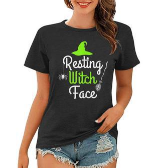 Womens Resting Witch Face Halloween Fall Funny Trick Or Treat Sassy Women T-shirt - Seseable