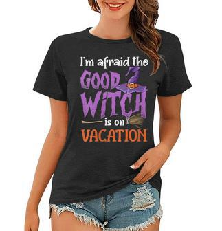Womens Witch Funny Halloween Broomstick Bad Witch Women T-shirt - Seseable