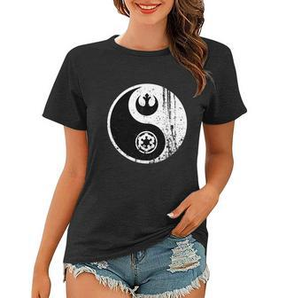 Yin Yang Rebel Alliance Galactic Empire Star Geek Nerd Women T-shirt - Monsterry