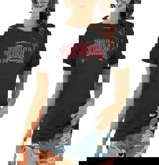 Yokohama Japan Varsity Style Red Text Women T-shirt - Thegiftio