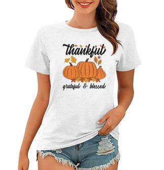 Autumn Thankful Grateful Blessed New Fall Gift Women T-shirt - Seseable