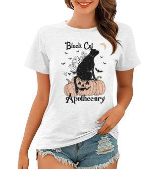 Black Cat Apothecary Cat Witch Pumpkin Halloween Costume Women T-shirt - Seseable