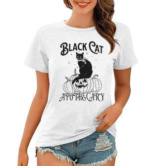 Black Cat Apothecary Pumpkin Halloween Women T-shirt - Seseable
