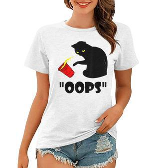 Cat Oops Funny Black Cat Knocking Over A Glass V2 Women T-shirt - Seseable