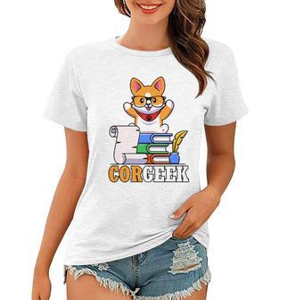 Corgeek Cute Educated Corgi Tshirt Women T-shirt - Monsterry