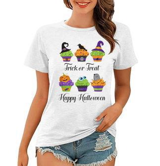 Cute Trick Or Treat Happy Halloween Cupcake Assortment Gift Women T-shirt - Seseable