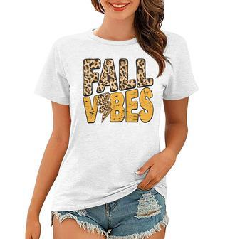 Distressed Fall Vibes Leopard Lightning Bolts In Fall Colors Women T-shirt - Thegiftio UK