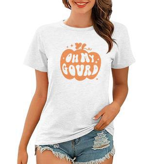 Fall Retro Oh My Gourd Pumpkin Spice Thanksgiving Women T-shirt - Seseable