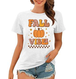 Fall Vibes Vintage Groovy Autumn Season Retro Thanksgiving V3 Women T-shirt - Thegiftio UK