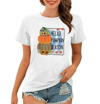 Funny Hello Pumpkin Season Fall Women T-shirt - Seseable