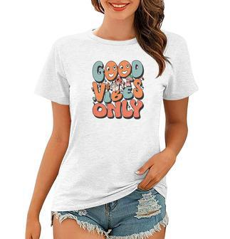 Good Vibes Only Fall Groovy Style Women T-shirt - Seseable