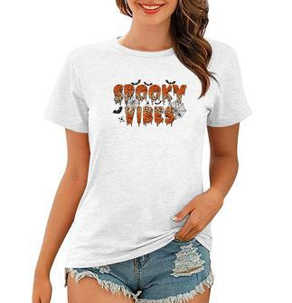 Halloween Funny Thick Thights And Spooky Vibes Women T-shirt - Seseable