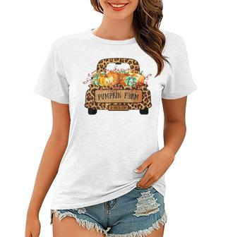 Halloween Pumpkin Farm Farmer Leopard Truck Farmers Wife Women T-shirt - Seseable