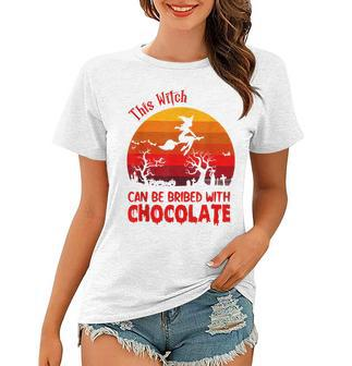Halloween This Witch Can Be Bribed With Chocolate Retro Women T-shirt - Seseable