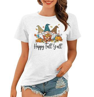 Happy Fall Yall Funny Gnomes With Pumpkins Thanksgiving Women T-shirt - Thegiftio