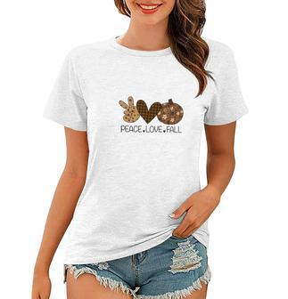 Heart Pumpkin Peace Love Fall Women T-shirt - Seseable