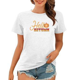 Hello Autumn Pumpkin Hello Fall Women T-shirt - Seseable