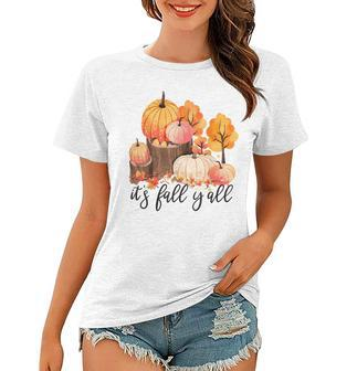 Its Fall Yall Pumpkins Autumn Vibes Thanksgiving Women T-shirt - Thegiftio UK