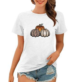 Leopard Orange Pumpkin Fall Season Women T-shirt - Seseable