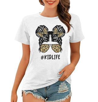 Messy Bun Kid Life Leopard Matching Mom Daughter Girl Kids V2 Women T-shirt - Thegiftio UK