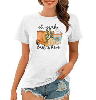 Oh Yeah Fall Is Here Shoes Pumpkin Latte Women T-shirt - Seseable