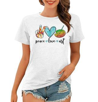 Peace Love Art Painting Palette Funny Art Teacher Gifts Women T-shirt - Thegiftio UK