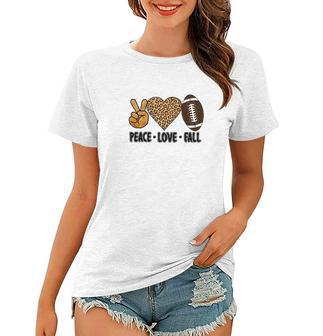 Peace Love Fall Football Leopard Heart Women T-shirt - Seseable