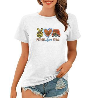 Peace Love Fall Truck Sunflower Heart Women T-shirt - Seseable