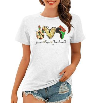 Peace Love Juneteenth Hanh Fist Black Pride African American Afro Women T-shirt - Thegiftio UK
