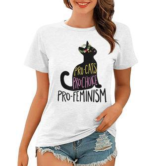 Pro Cats Pro Choice Pro Feminism Black Cat Lover Feminist Women T-shirt - Seseable