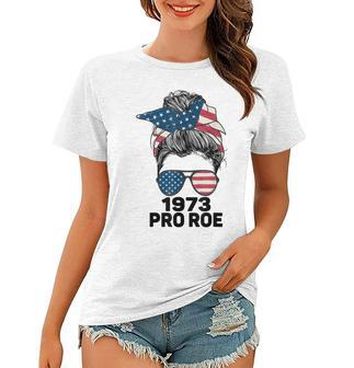 Pro Roe 1973 Messy Bun Us Flag Women T-shirt - Seseable