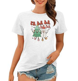 Retro Christmas Fa La La Vintage Christmas Tree Gifts Women T-shirt - Seseable