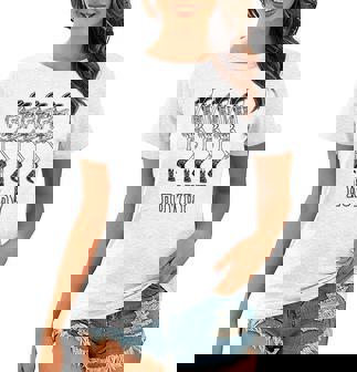 Retro Howdy Skeleton Cowgirl Dancing Cowboy Boots Horse Women T-shirt - Thegiftio