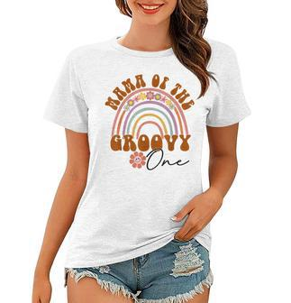 Retro Mama Of Groovy One Matching Family 1St Birthday Party Women T-shirt - Thegiftio UK